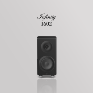 Front view of Jamie Audio I602, 2-way hi-fi speaker with neodymium woofer and tweeter in curved cabinet