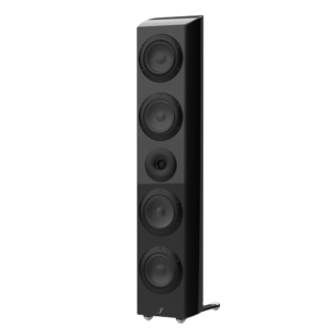 45-degree view of J605, 3-way hi-fi loudspeaker with five neodymium-driven speaker units