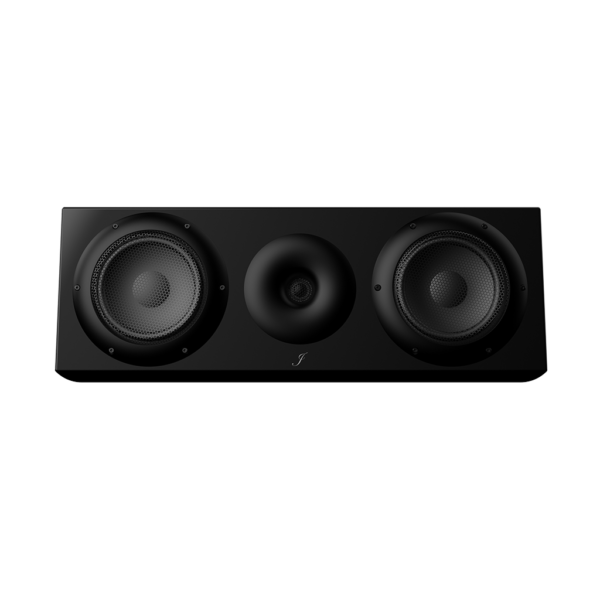 Front view of Jamie Audio E603, 2-way hi-fi speaker with two neodymium woofers and tweeter in curved cabinet