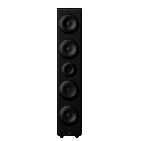 Front view of 3-way hi-fi loudspeaker with five neodymium-driven speaker units